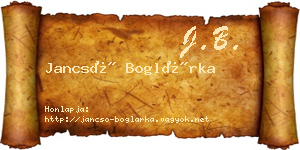 Jancsó Boglárka névjegykártya